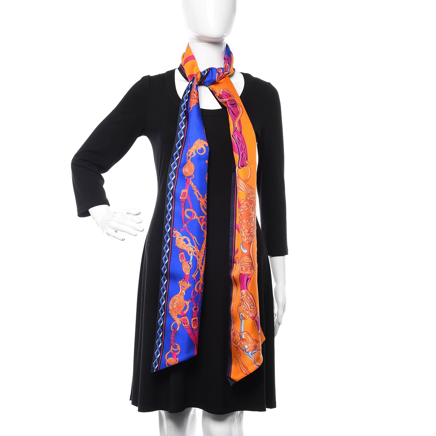 Hermes Silk Brides De Gala Maxi Twilly Orange Bleu Electrique Fuchsia 2 of 5