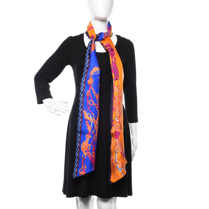 Hermes Silk Brides De Gala Maxi Twilly Orange Bleu Electrique Fuchsia 2 of 5