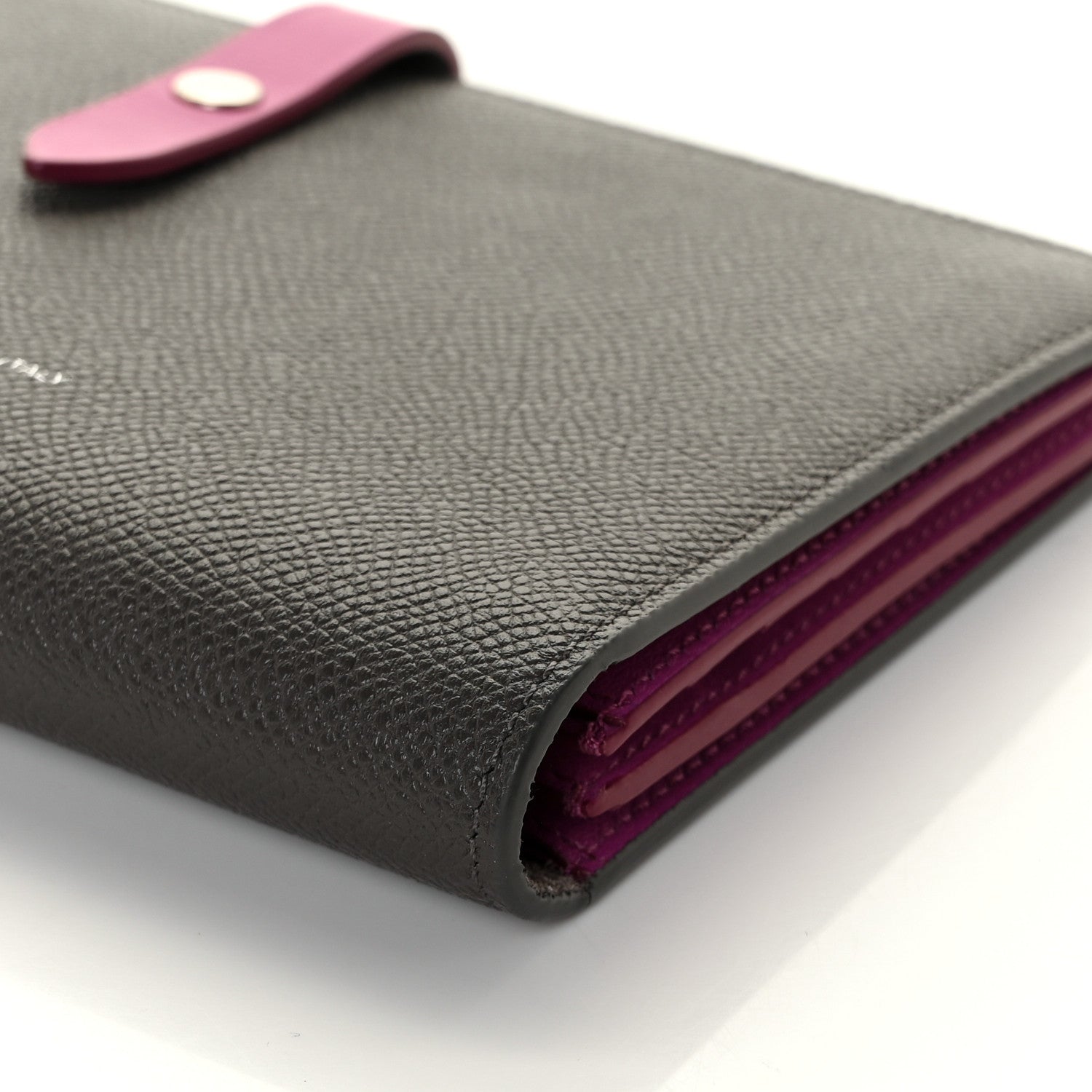 Celine Grained Calfskin Large Multifunction Strap Wallet Grey Pink 9 of 10