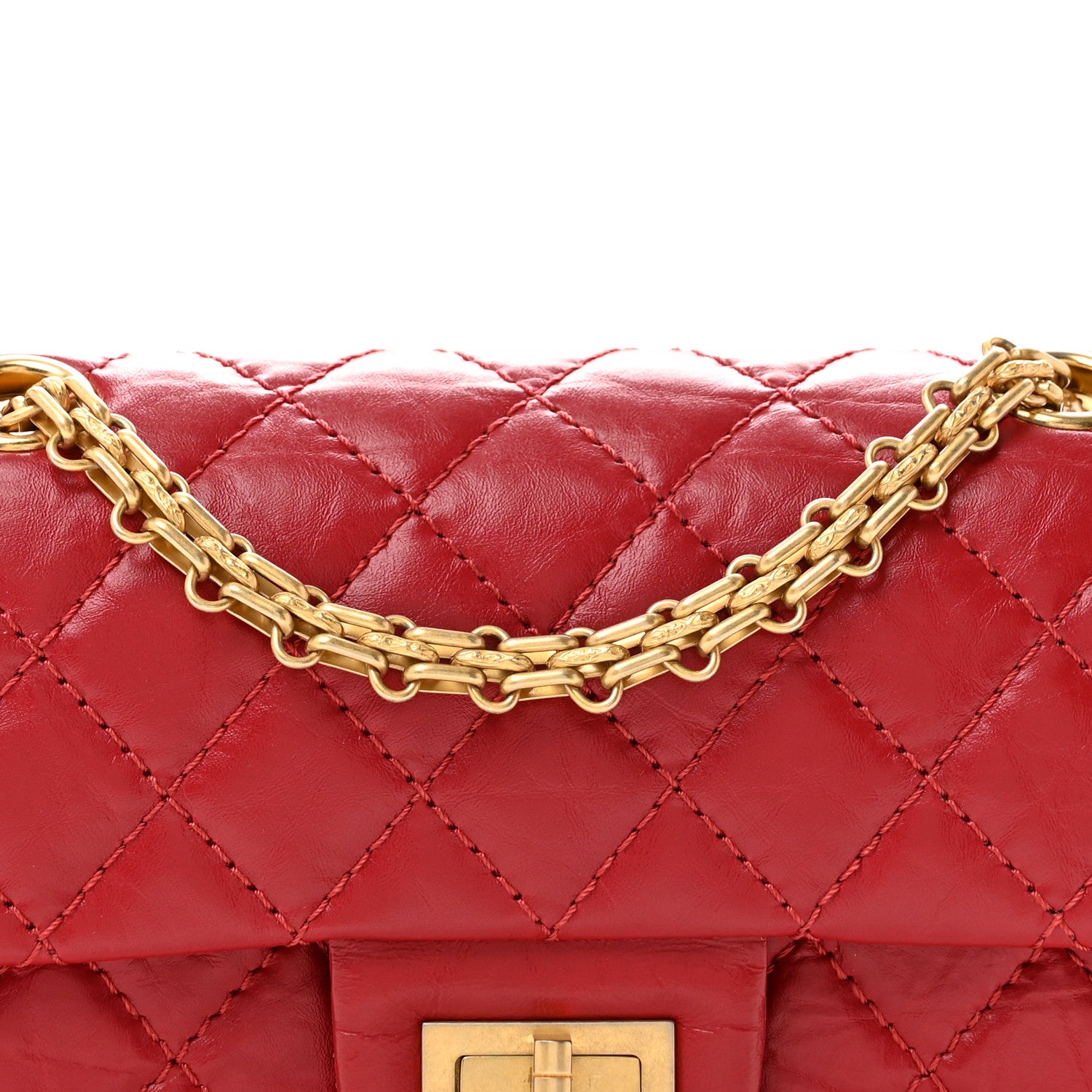 Chanel Aged Calfskin Quilted 2.55 Reissue Mini Flap Red 8 of 13
