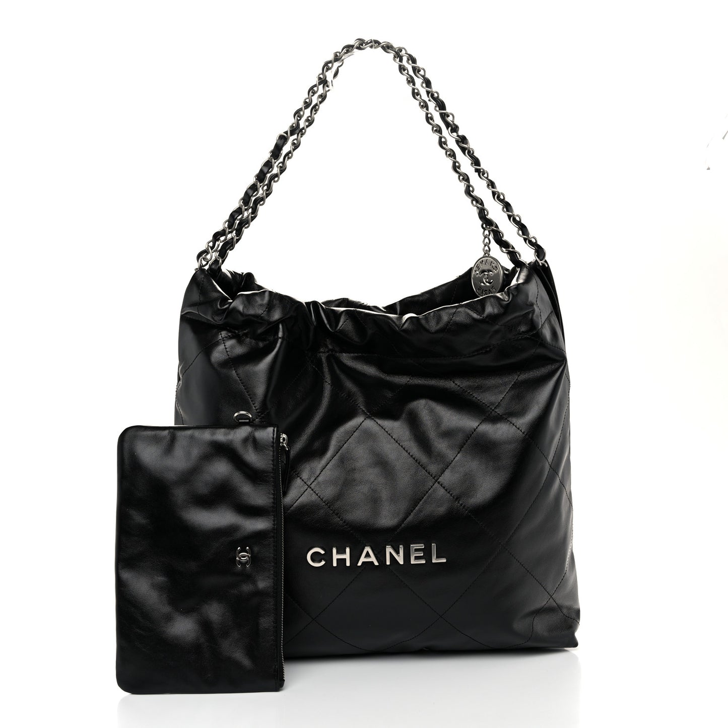 Shiny Calfskin Quilted Chanel 22 Black