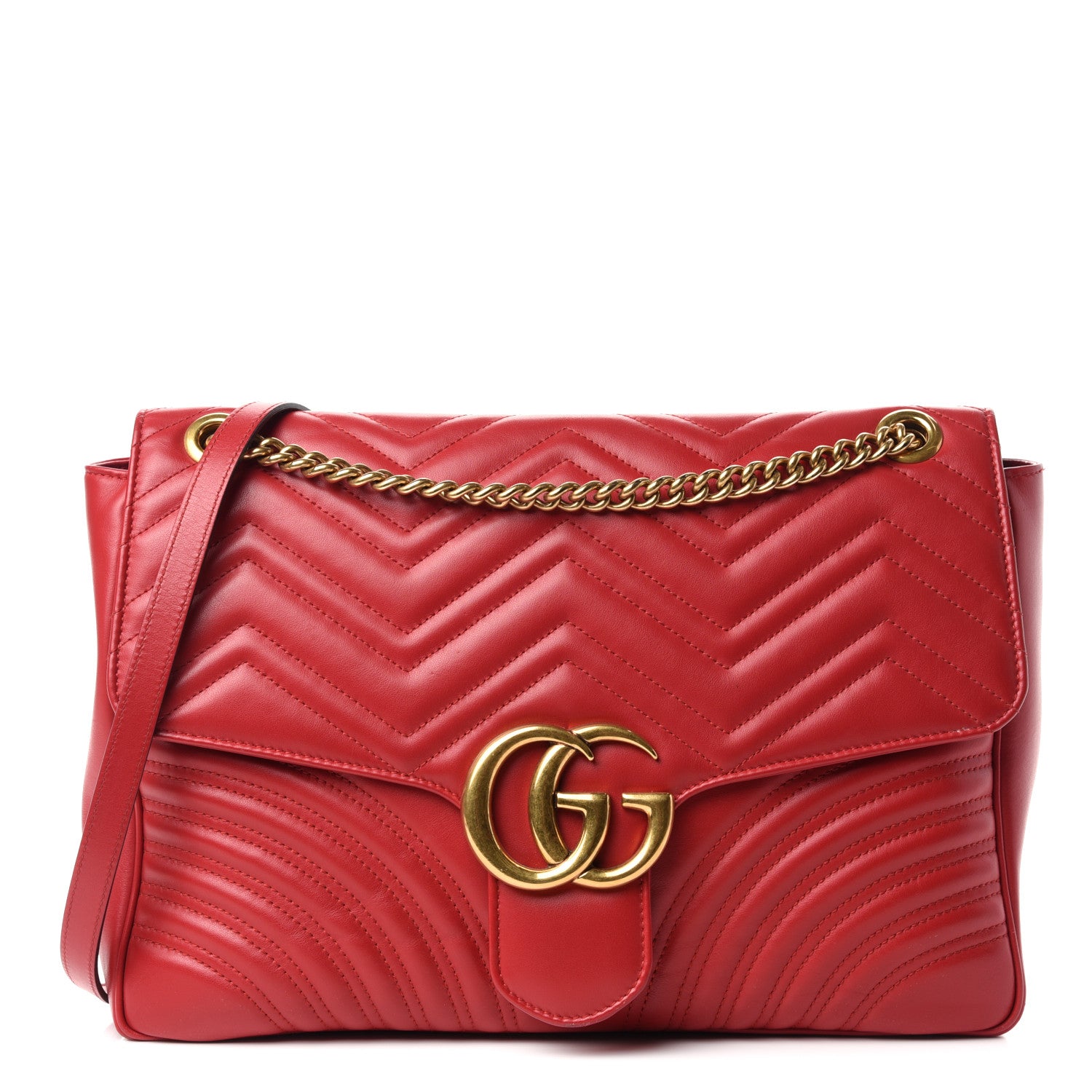 Gucci Calfskin Matelasse Large GG Marmont Shoulder Bag Hibiscus Red 1 of 10