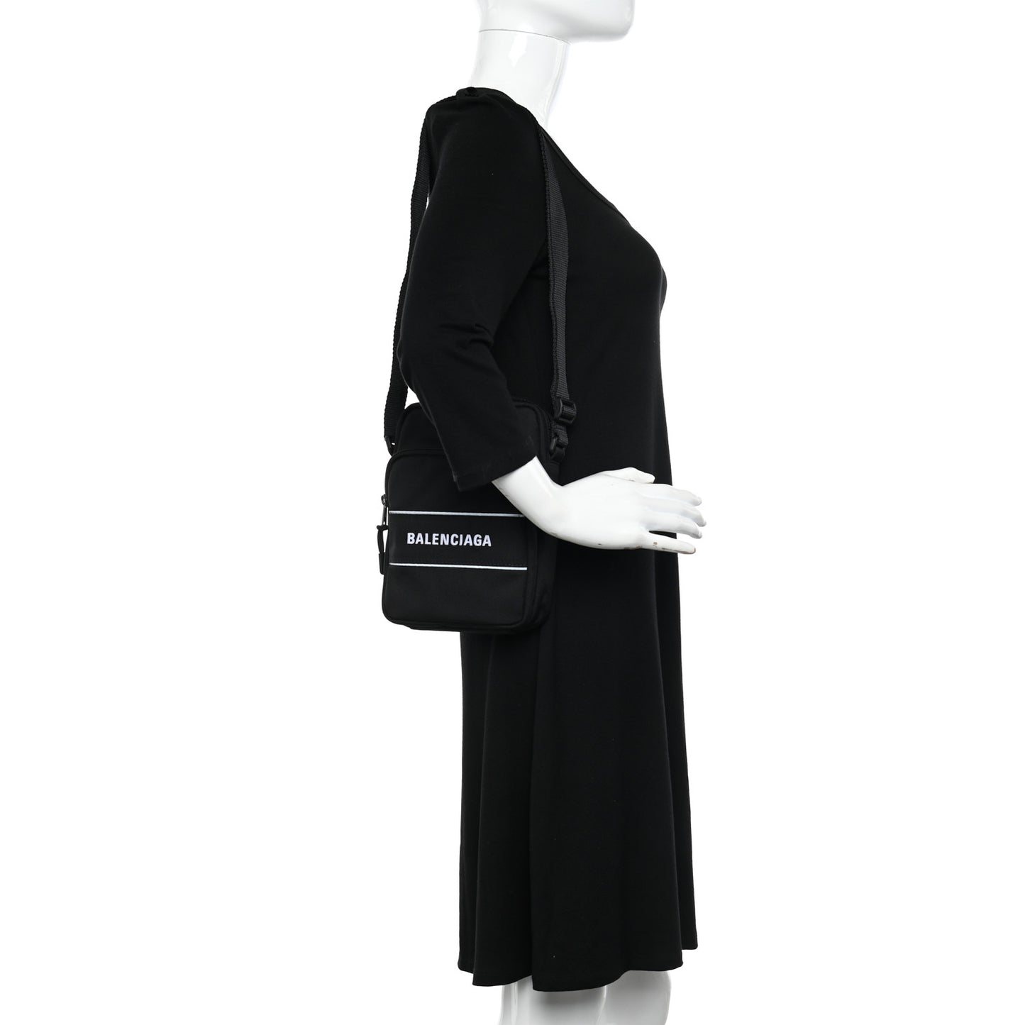 Recycled Nylon Small Sport Messenger Bag Black White
