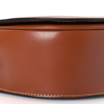 Celine Smooth Calfskin Cuir Triomphe Embroidered Folco Crossbody Bag Tan 9 of 10