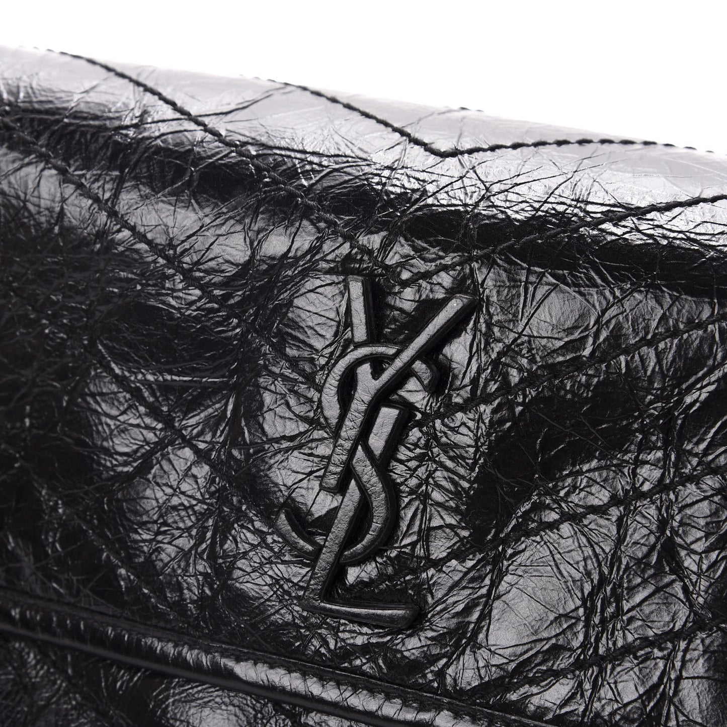 Crinkled Calfskin Matelasse Monogram Niki Body Bag Black