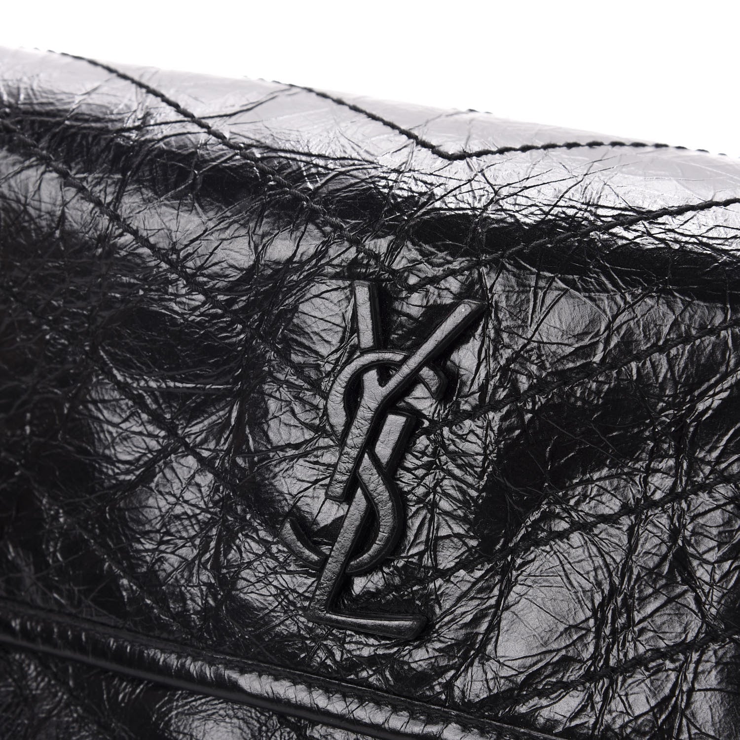 Saint Laurent Crinkled Calfskin Matelasse Monogram Niki Body Bag Black 11 of 12