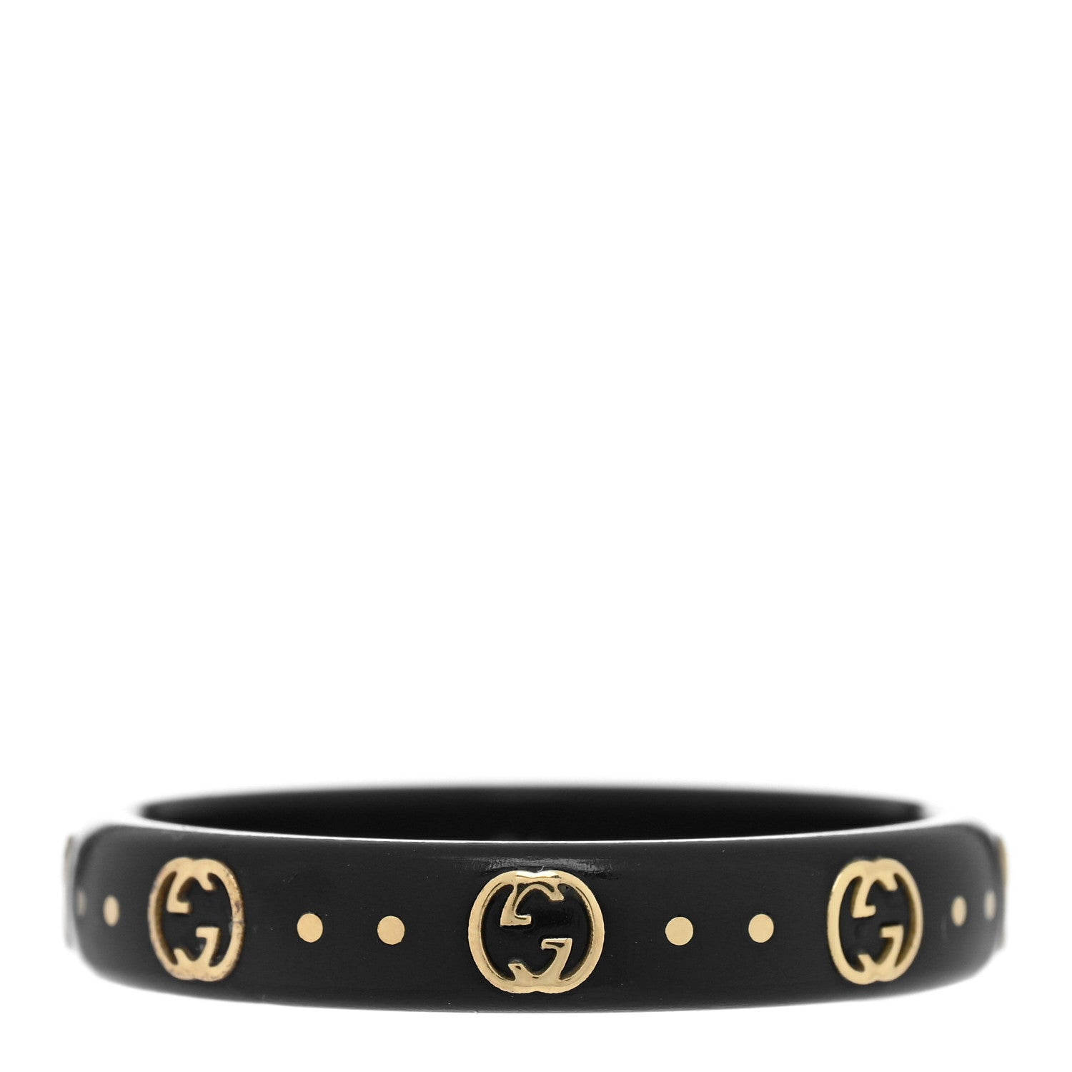 Gucci 18K Yellow Gold Synthetic Corundum Icon Ring Black 61 9.5 3 of 5
