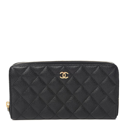 Chanel Caviar Quilted Large Gusset Zip Around Wallet Black 1 of 9