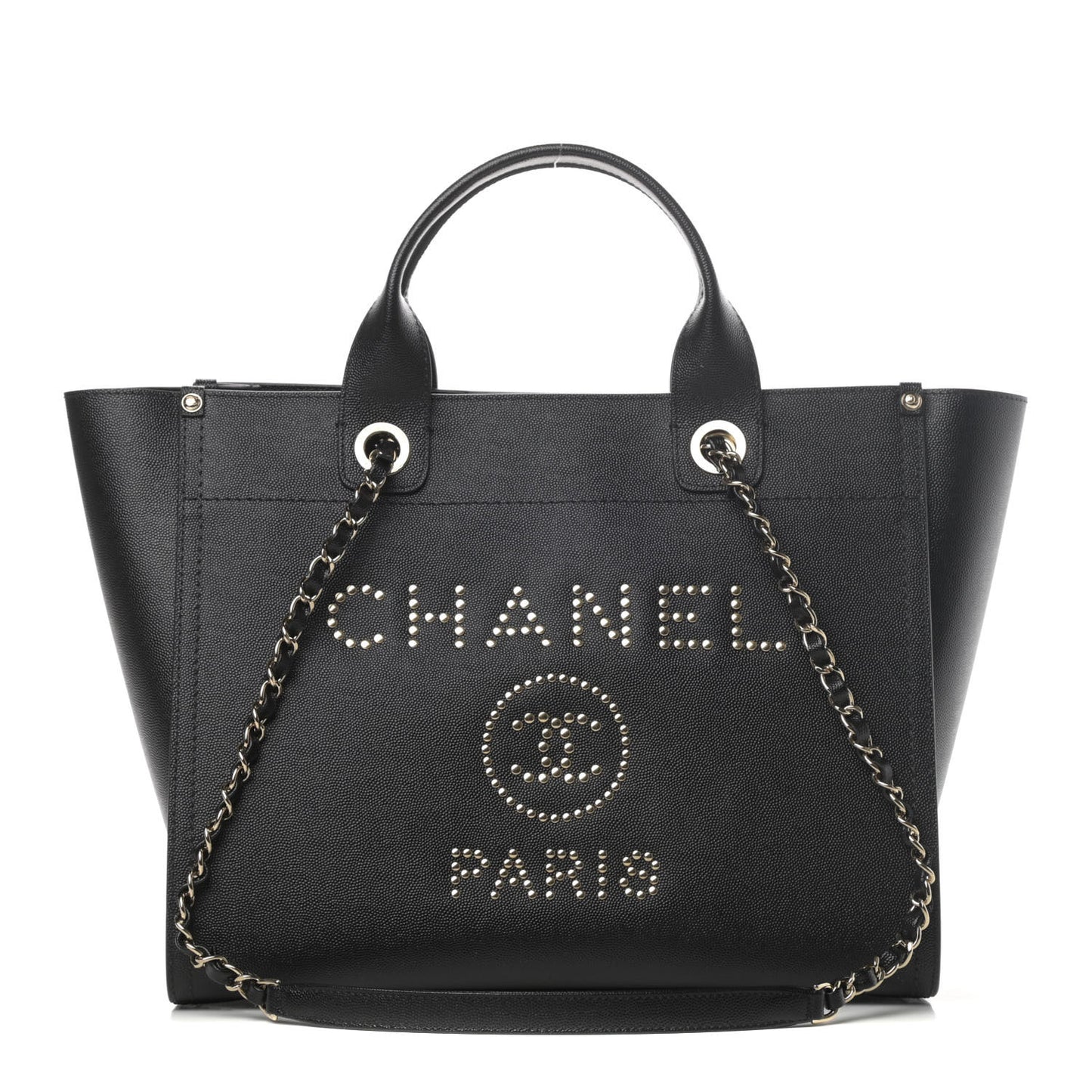 Caviar Small Studded Deauville Tote Black