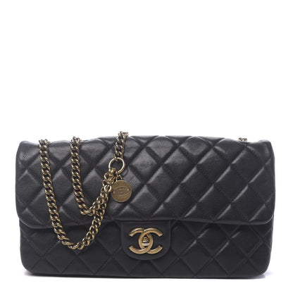 Chanel Calfskin Quilted Medium CC Crown Flap Black 1 of 13
