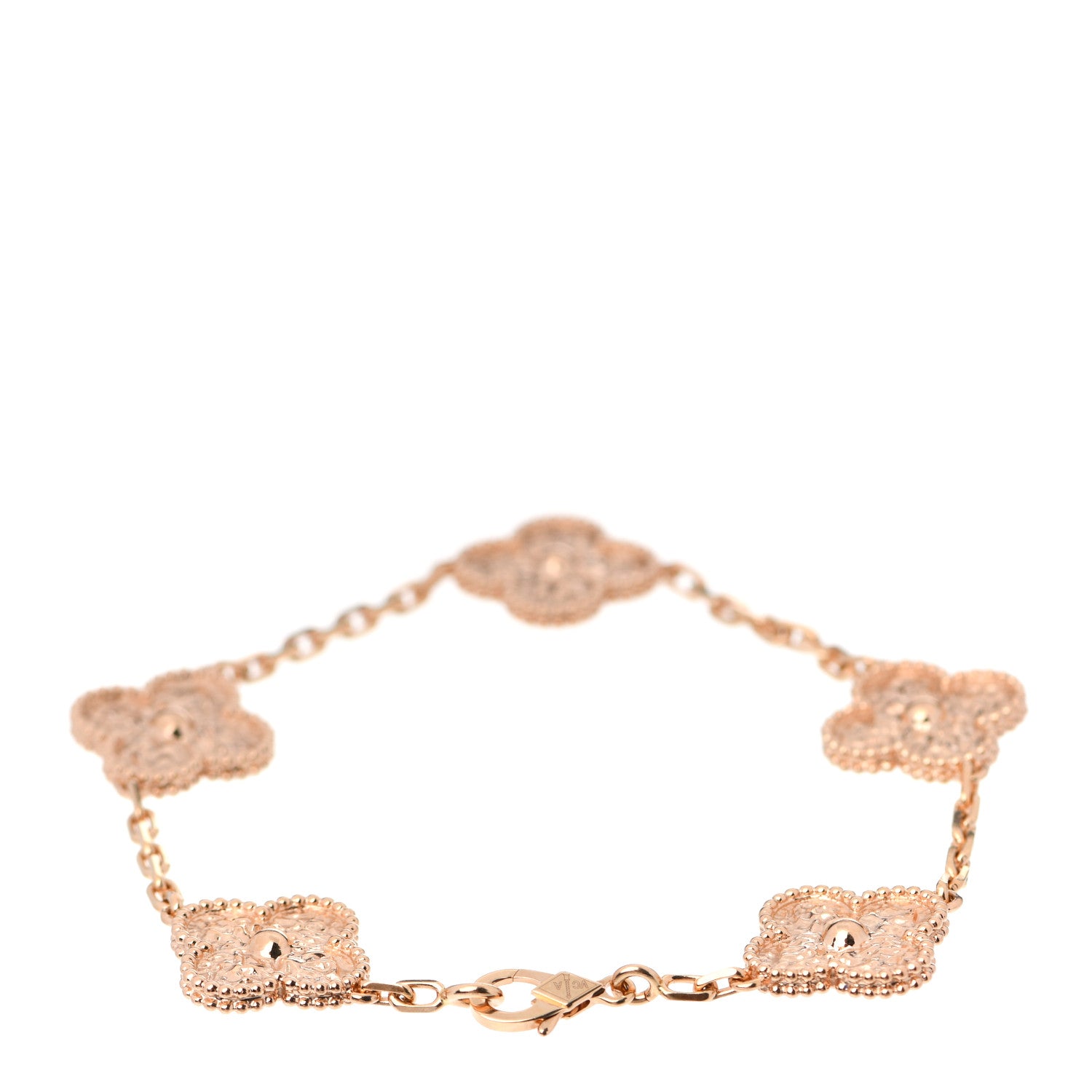 Van Cleef & Arpels 18K Rose Gold 5 Motifs Vintage Alhambra Bracelet 3 of 7