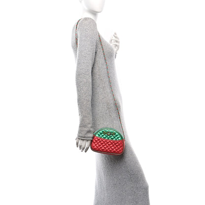 Gucci Laminated Nappa Trapuntata Mini Zumi Dome Shoulder Bag Rosso Jasmine Green Rame 2 of 10
