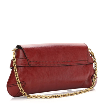Gucci Textured Calfskin Horsebit Chain Clutch Red 2 of 12