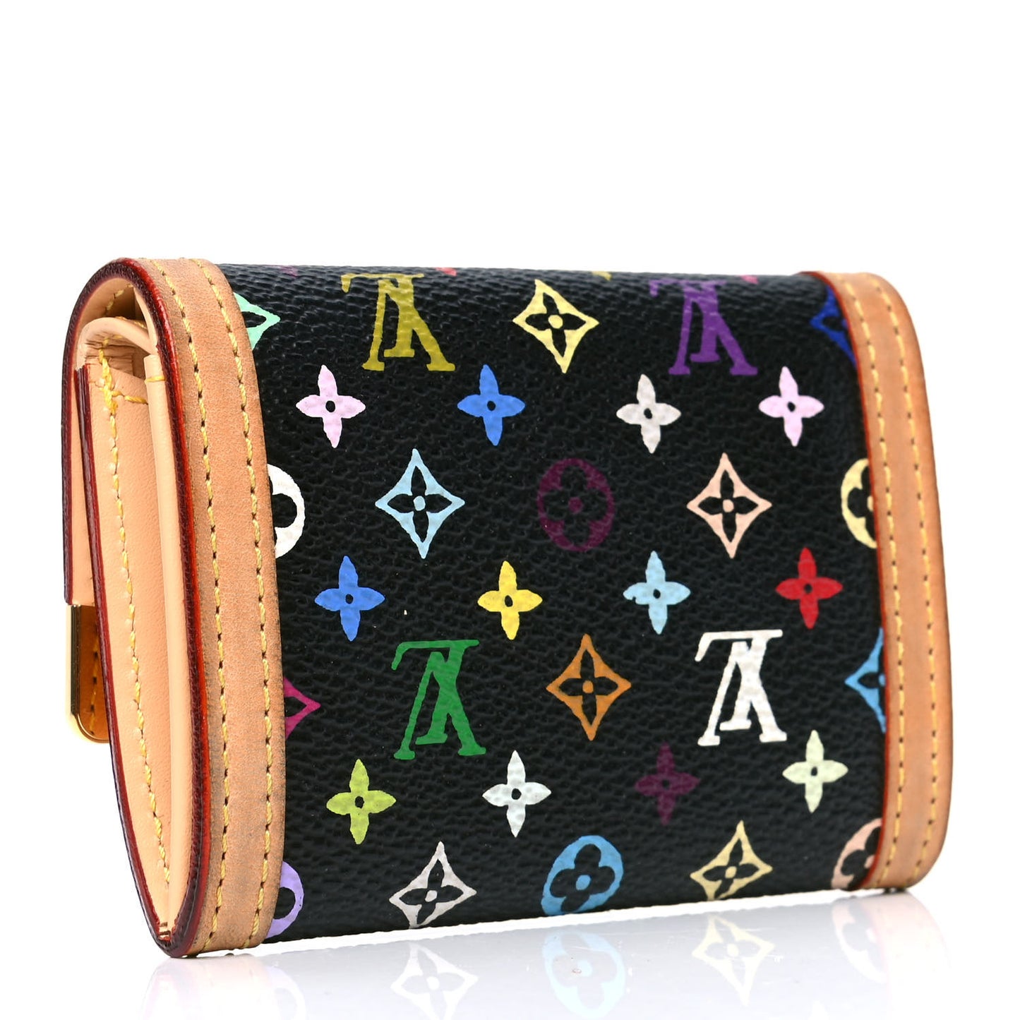 Monogram Multicolor Porte-Monnaie Plat Coin Purse Black