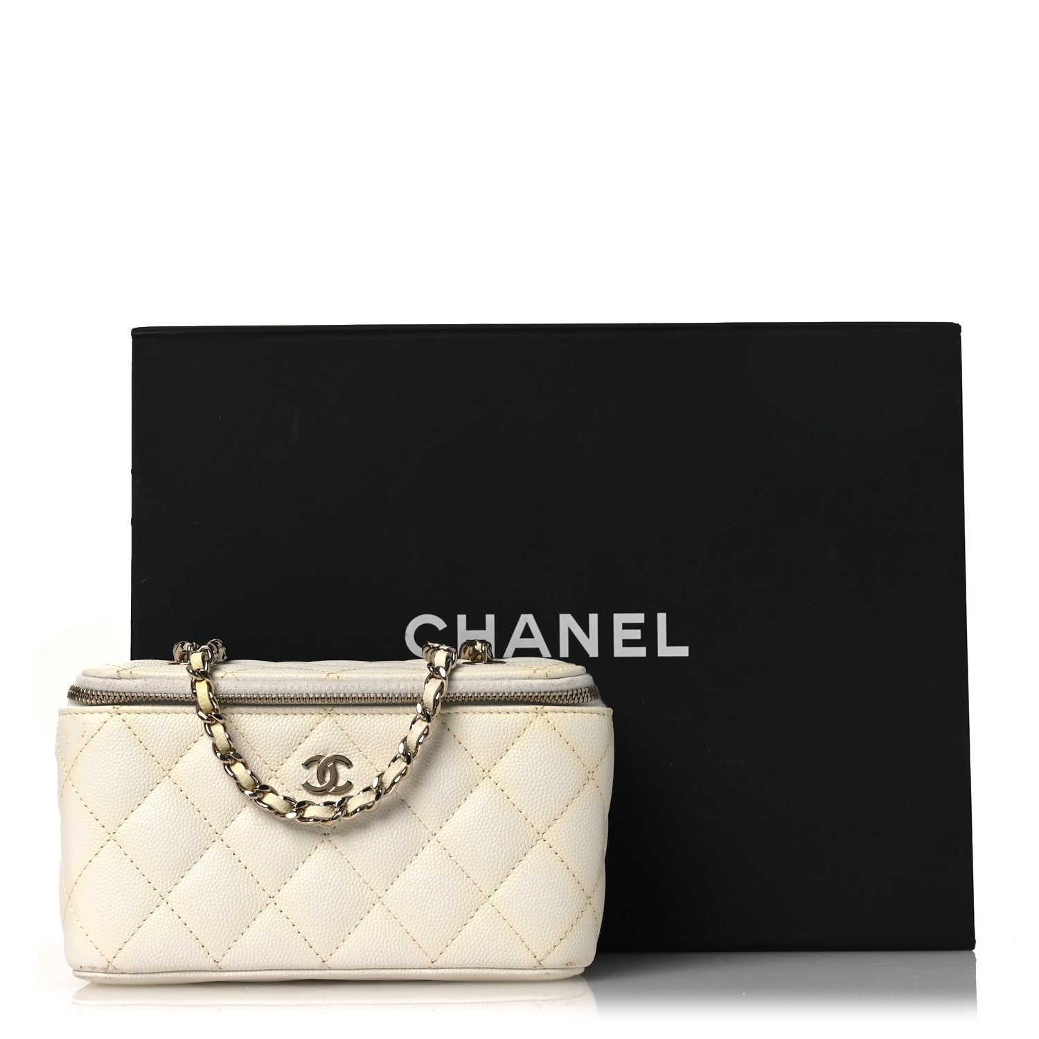 Chanel Caviar Quilted Small Vanity Case With Chain White 15 of 15