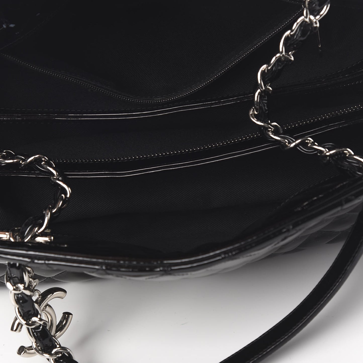 Patent Quilted Medium Just Mademoiselle Bowling Bag Black