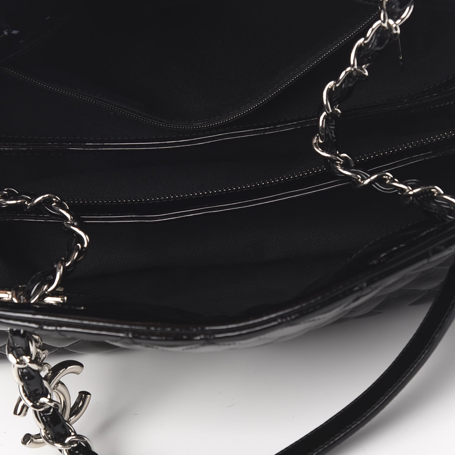 Chanel Patent Quilted Medium Just Mademoiselle Bowling Bag Black 5 of 10