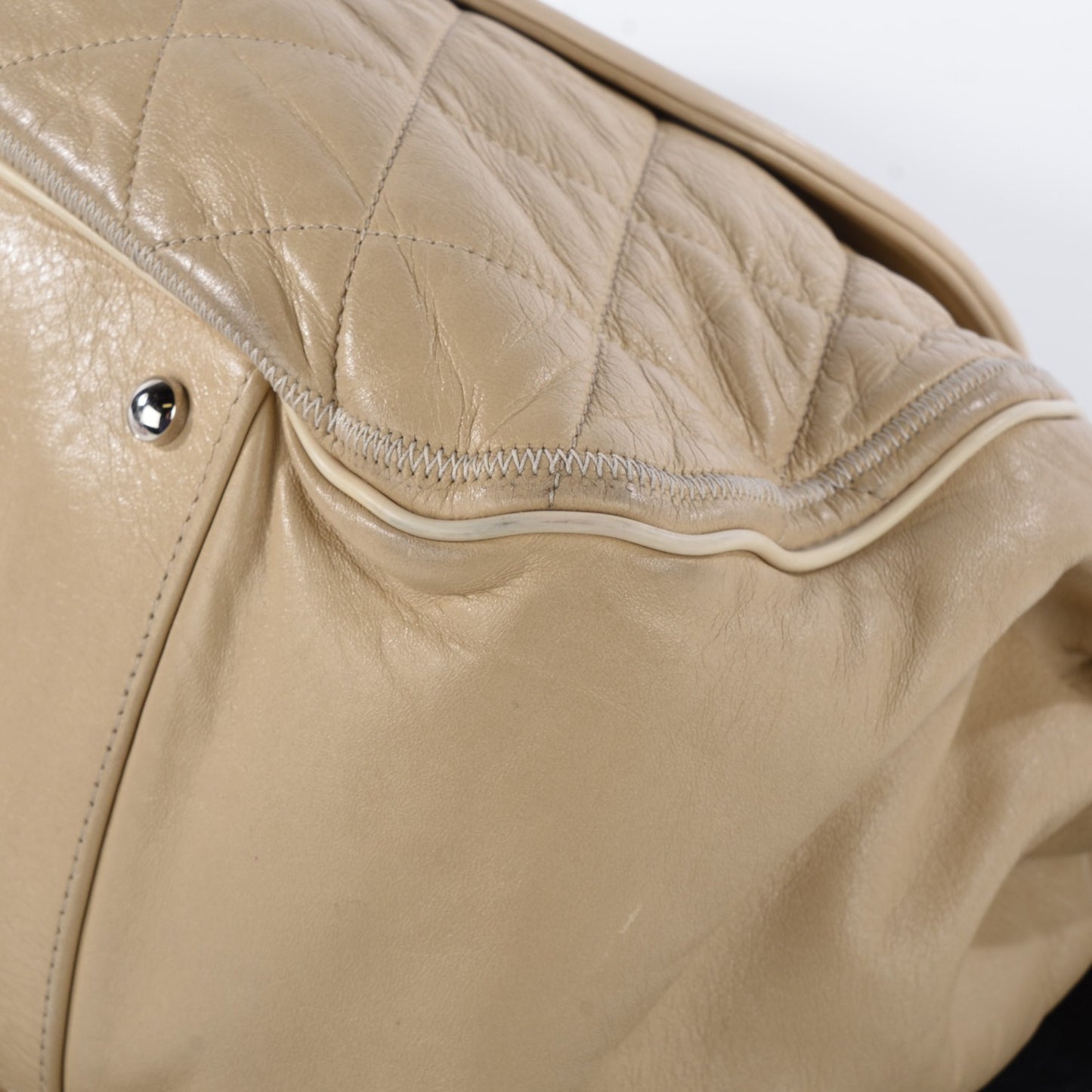 Lambskin Large East West Accordion Flap Beige