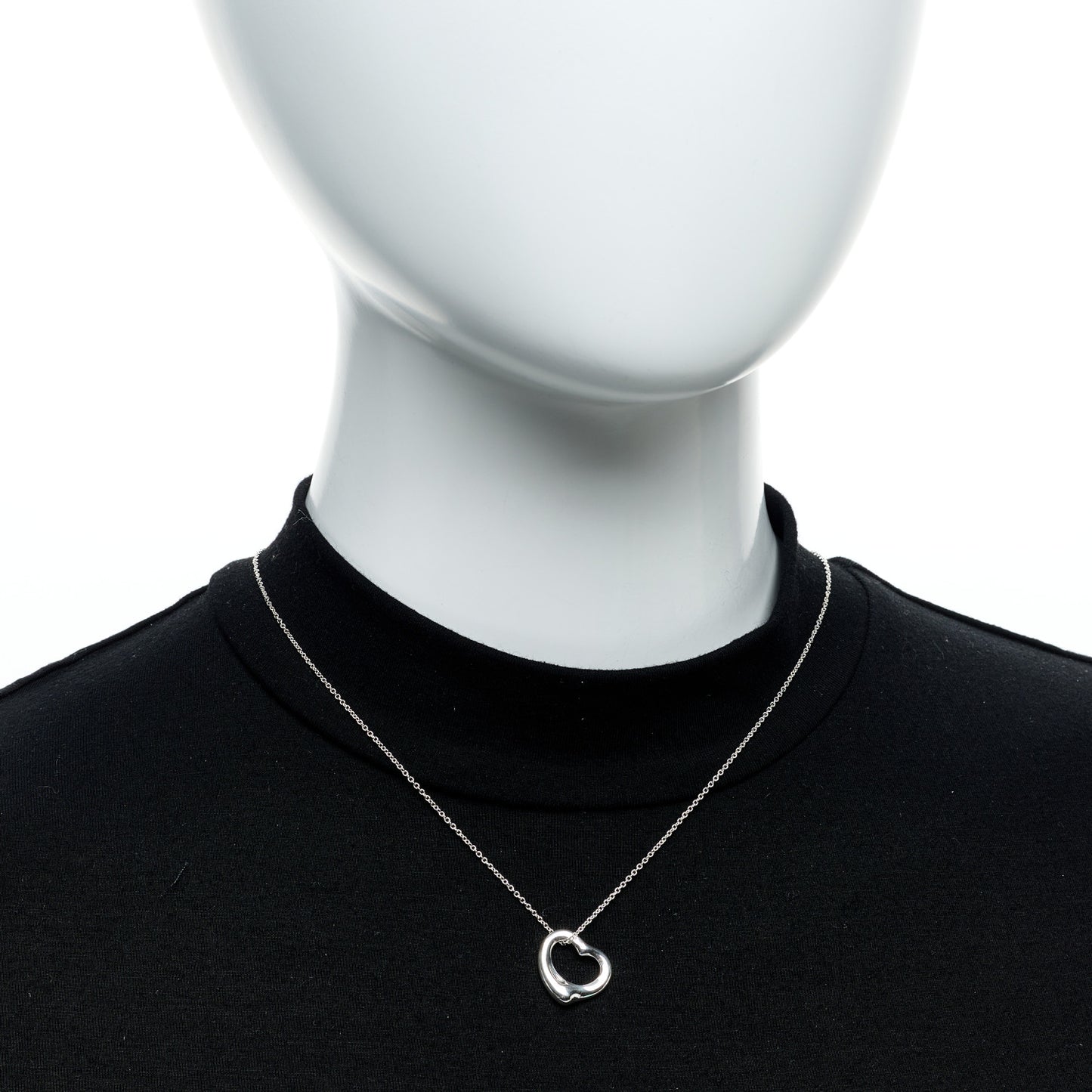 Sterling Silver 16mm Elsa Peretti Open Heart Pendant Necklace