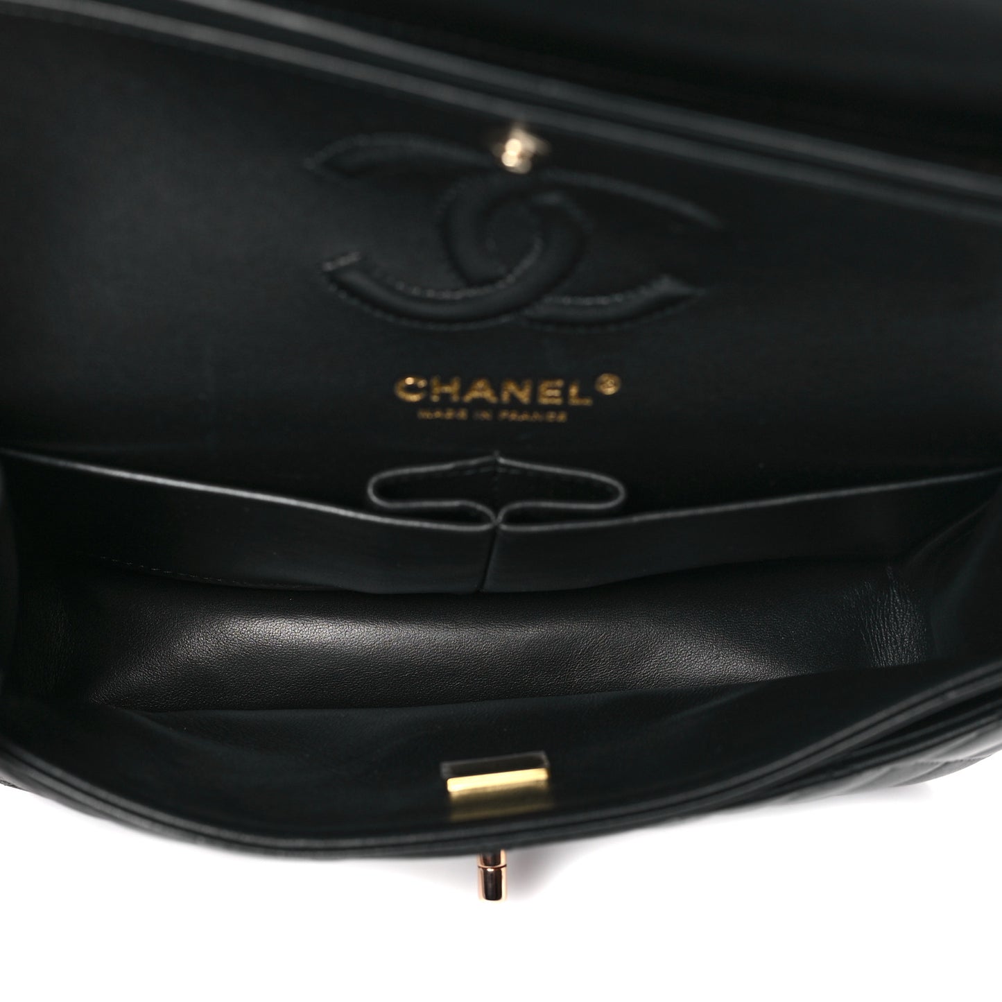 Lambskin Quilted Small Double Flap Black