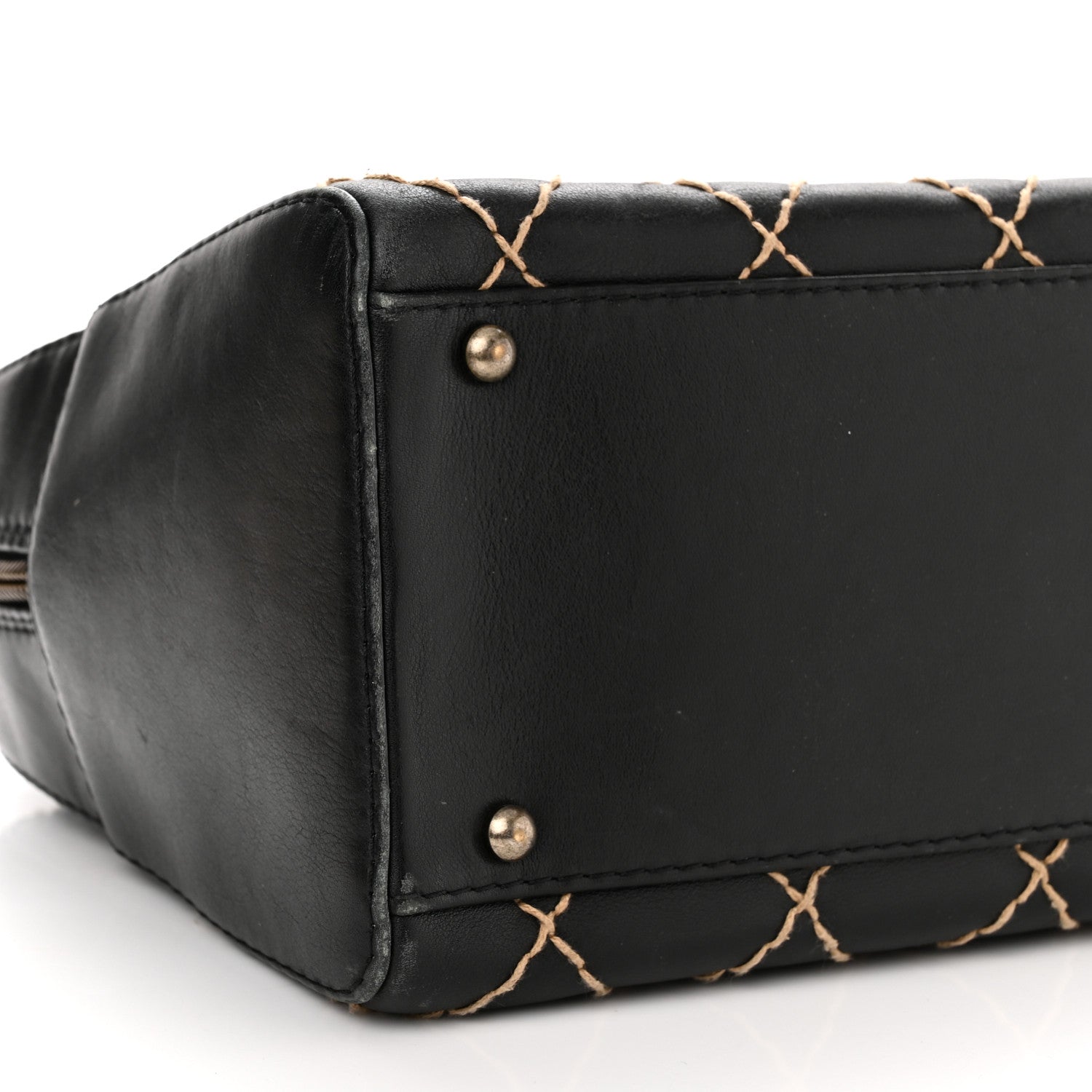 Chanel Calfskin Contrast Stitch Surpique Bowler Black 8 of 13