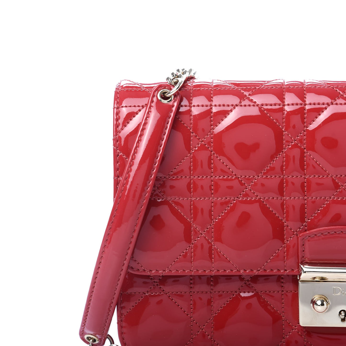 Patent Cannage Miss Dior Promenade Pouch Red