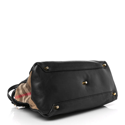 Burberry Derby Calfskin House Check Medium Banner Tote Black 4 of 12