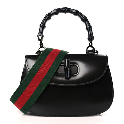 Gucci Boarded Dyana Lux Calfskin Web Monochrome Small Bamboo 1947 Top Handle Bag Black 2 of 9