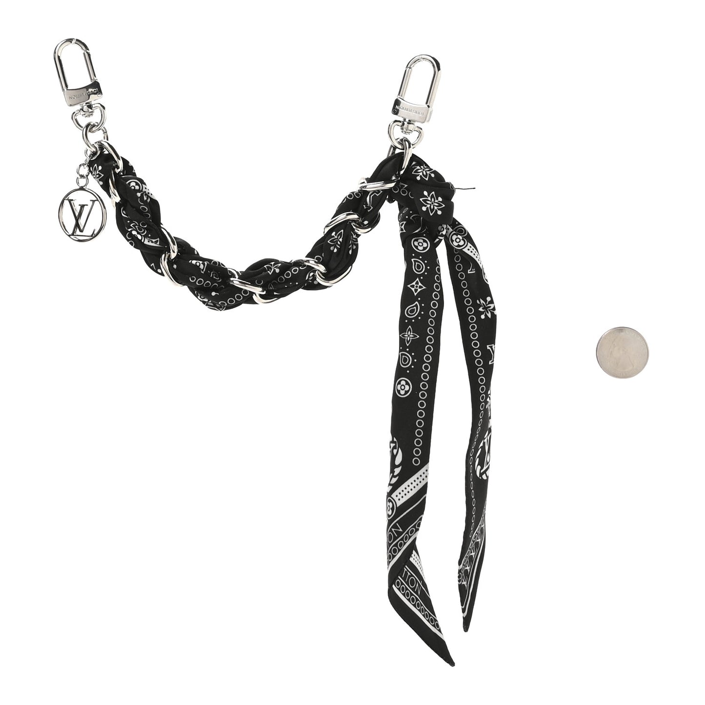 Monogram LV Bandana Bag Charm Black