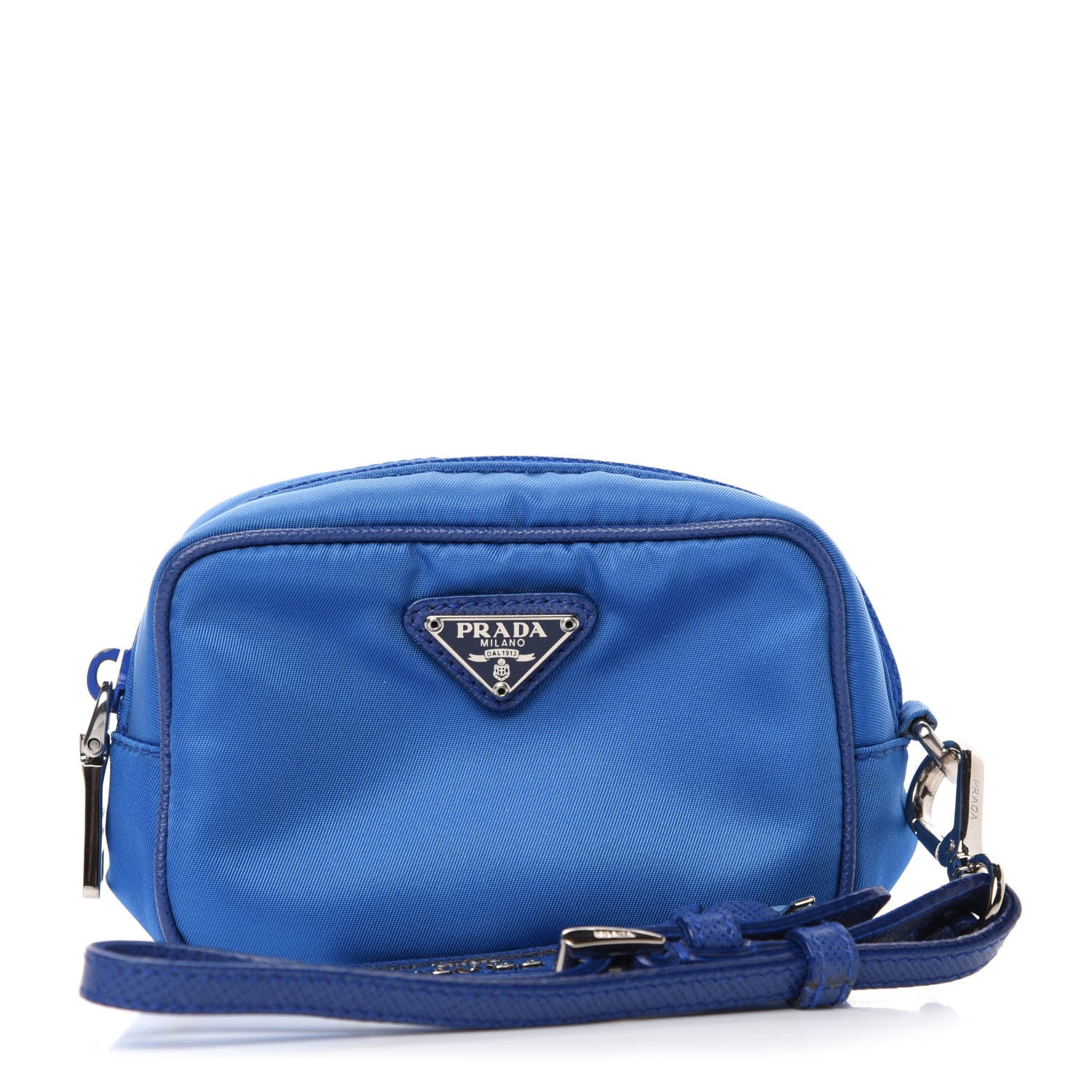 Prada Tessuto Nylon Saffiano Wristlet Azzurro 1 of 11