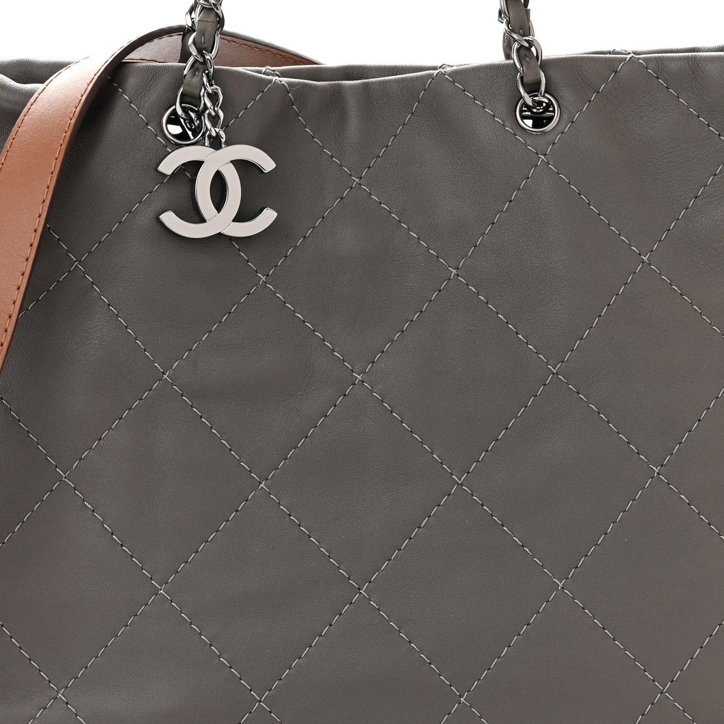 Calfskin Country Chic Stitched Hobo Grey