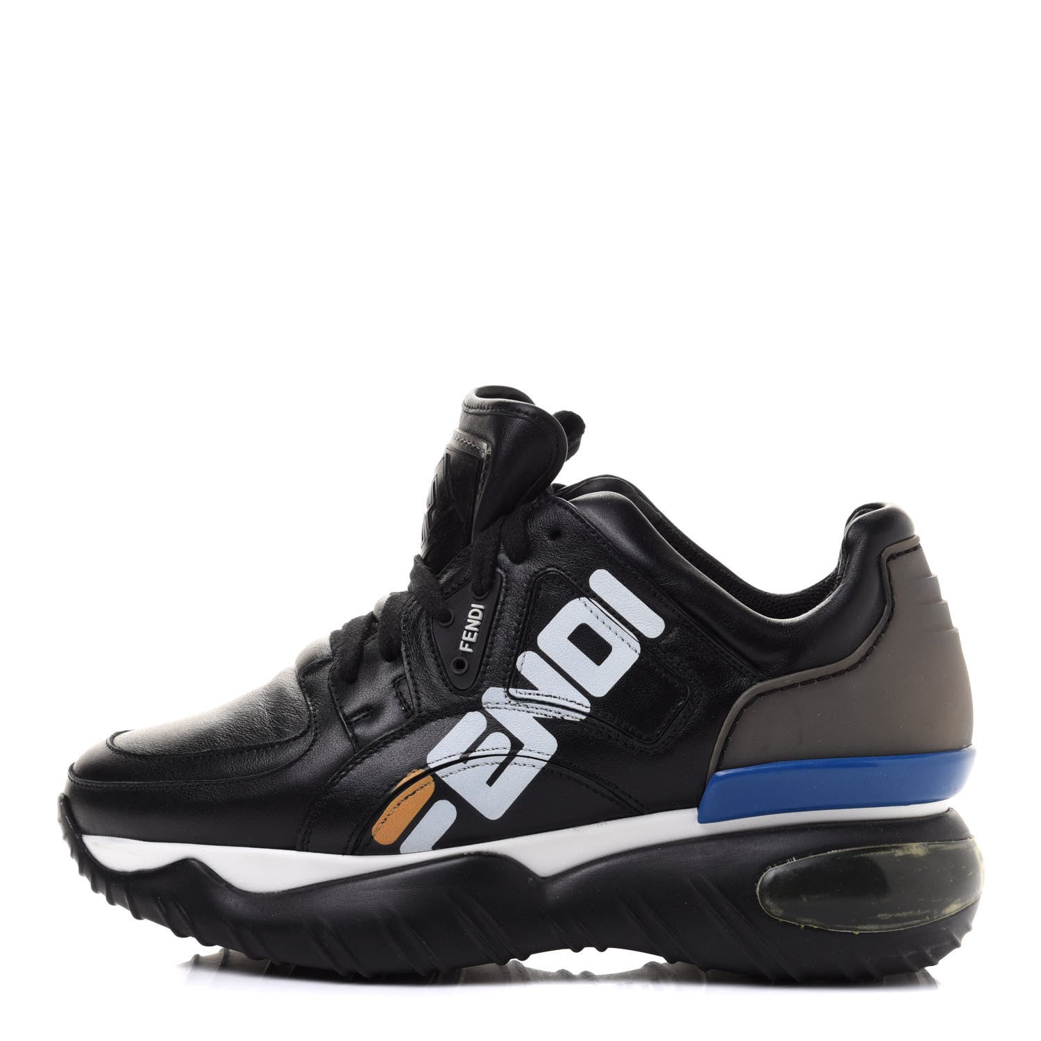 Fendi X FILA Vitello Mania Painted Womens Chunky Sneakers 36 Black Zucca Ice White 1 of 10
