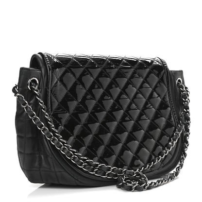 Chanel Lambskin Patent Classic Twist Crescent Flap Bag Black 3 of 17