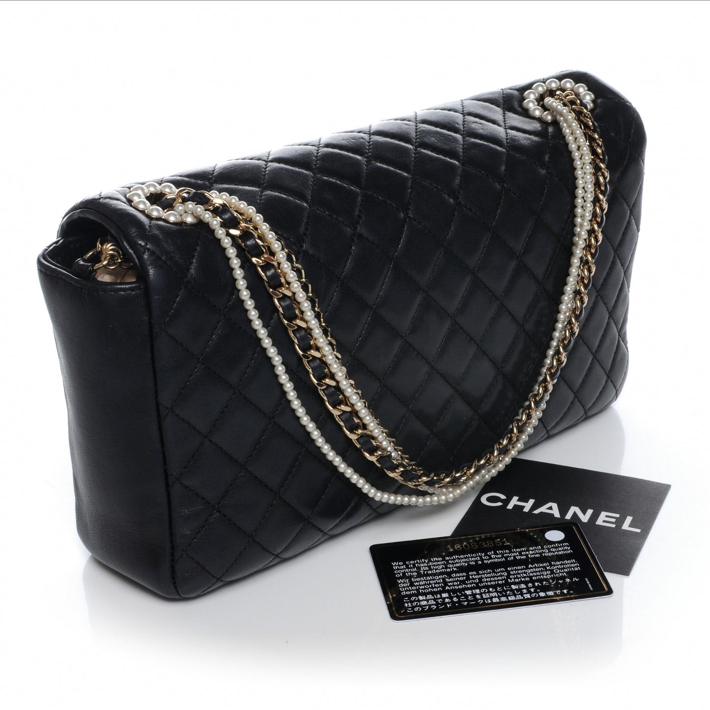 Lambskin Medium Westminster Pearl Flap Black