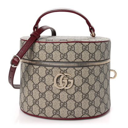Gucci GG Supreme Monogram Ancora Calfskin Vanity Cosmetic Case Beige Ebony Rosso 1 of 10