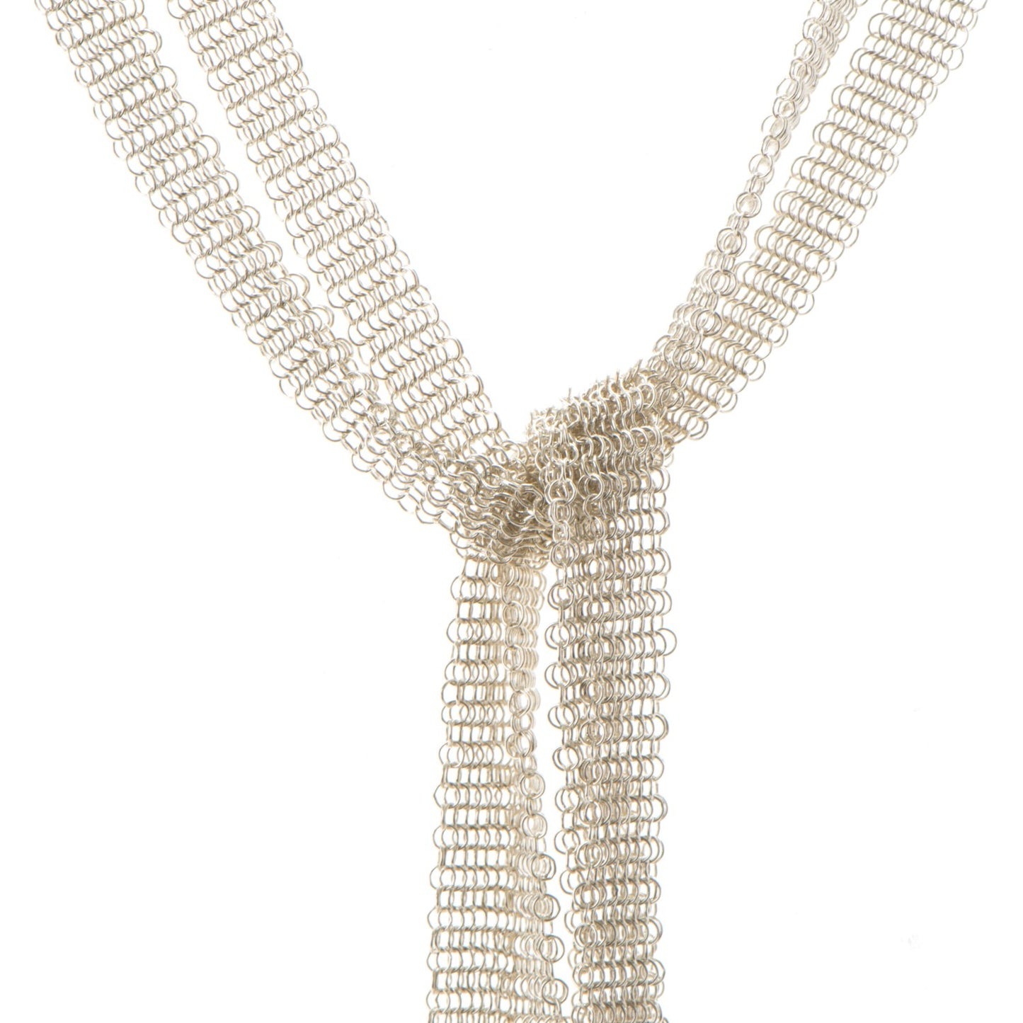 Sterling Silver Pearl Elsa Peretti Mesh Tie Necklace