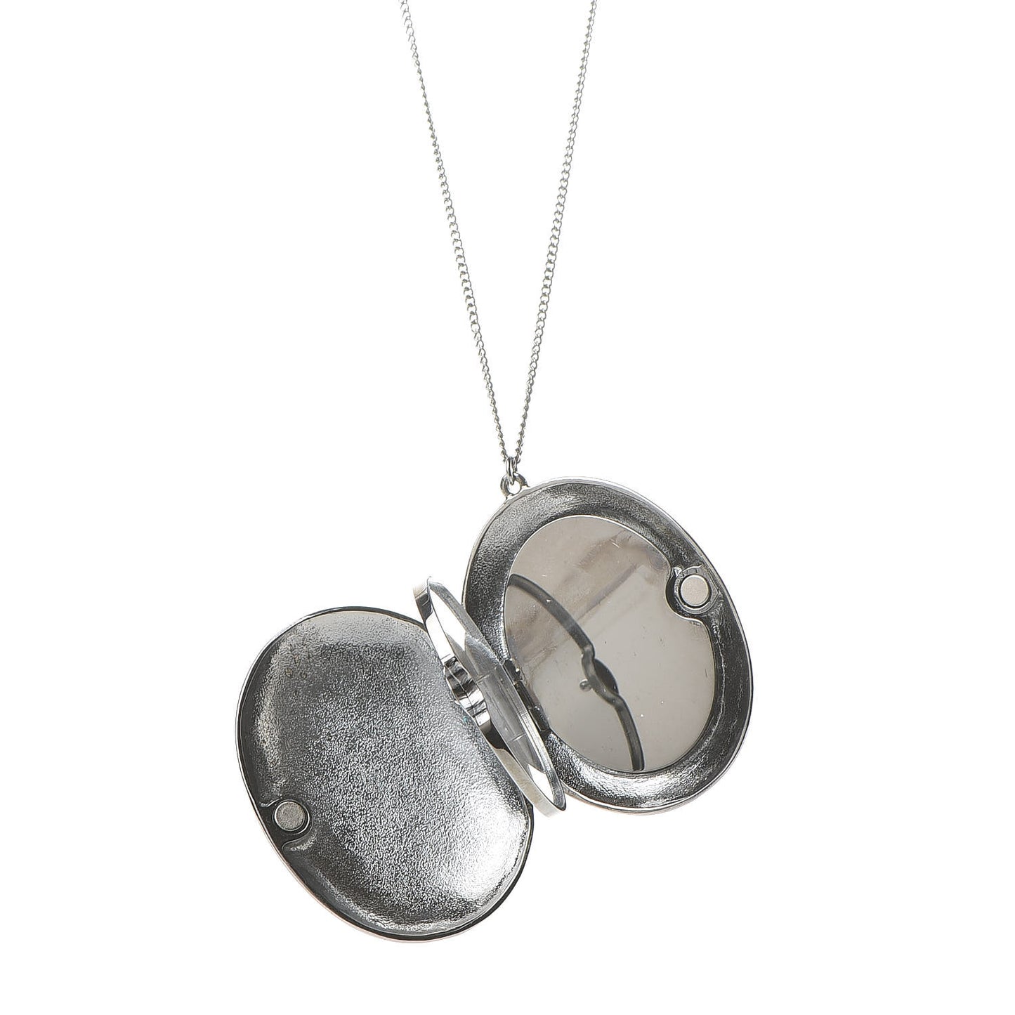 Ruthenium Locket CC Necklace Silver