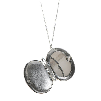 Chanel Ruthenium Locket CC Necklace Silver 4 of 8