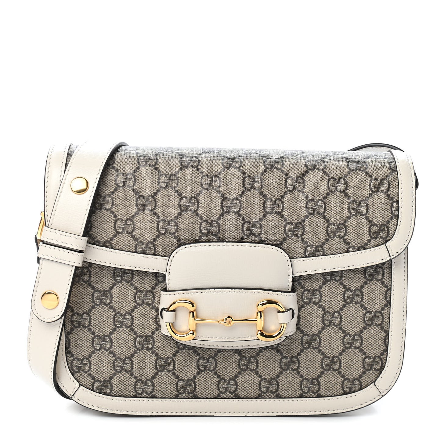 GG Supreme Monogram Horsebit 1955 Shoulder Bag Beige Mystic White