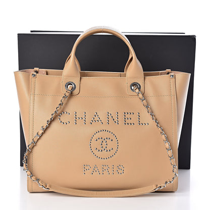 Chanel Caviar Small Studded Deauville Tote Beige 10 of 10
