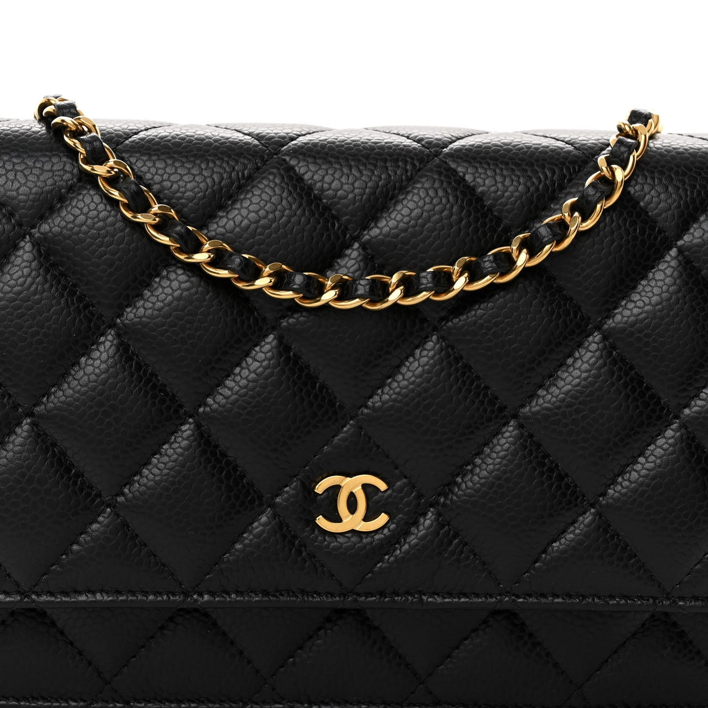 Caviar Quilted Wallet on Chain WOC Black