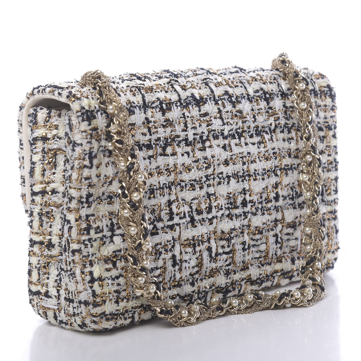 Chanel Tweed Westminster Pearl Medium Single Flap Ivory Multicolor 3 of 10
