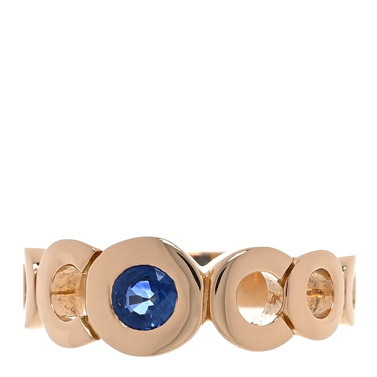 Chanel 18K Yellow Gold Blue Sapphire Coco Band Ring 1 of 5
