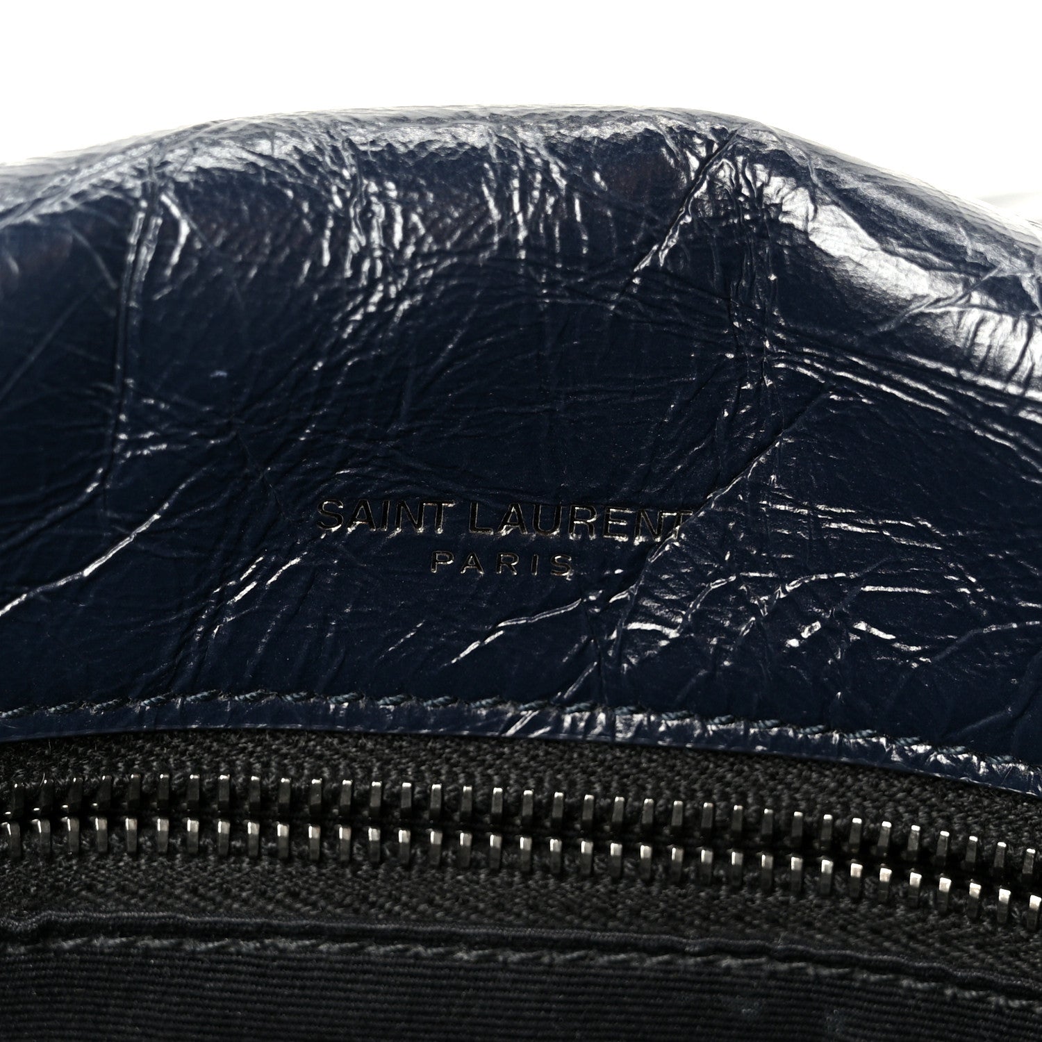 Saint Laurent Crinkled Calfskin Matelasse Monogram Medium Niki Chain Satchel Deep Marine 6 of 10