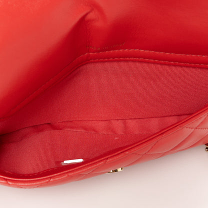 Chanel Lambskin Quilted Flap Phone Holder With Chain Red 5 of 12