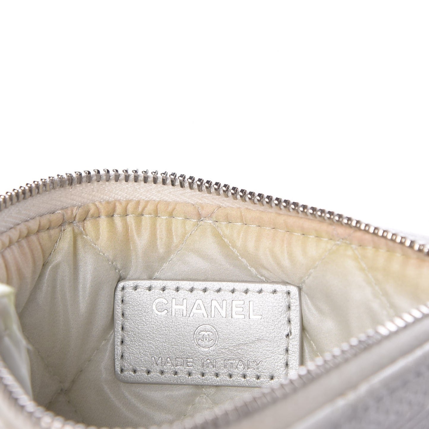 Metallic Lambskin Star Embossed Coin Purse Case Silver