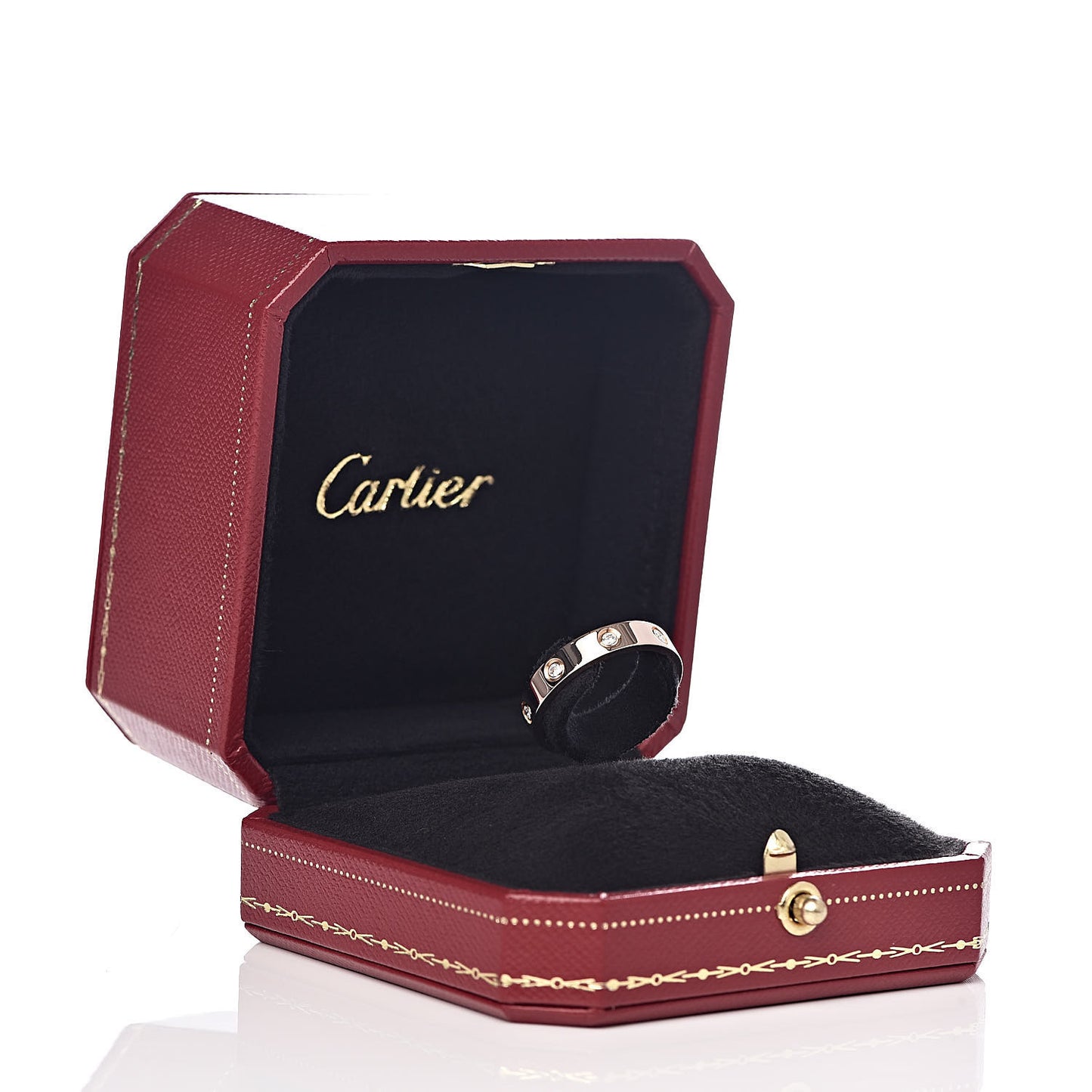 18K Pink Gold 8 Diamond 4mm LOVE Wedding Band Ring 57 8