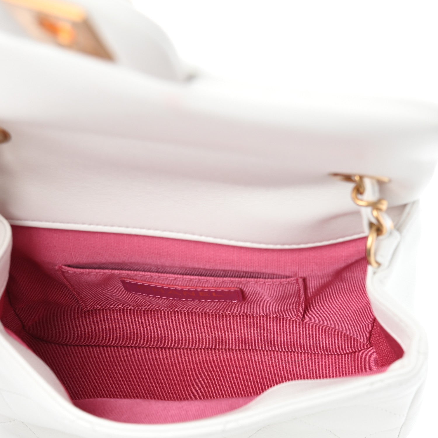 Chanel Lambskin Quilted Small Circular Handle Bag White 5 of 10