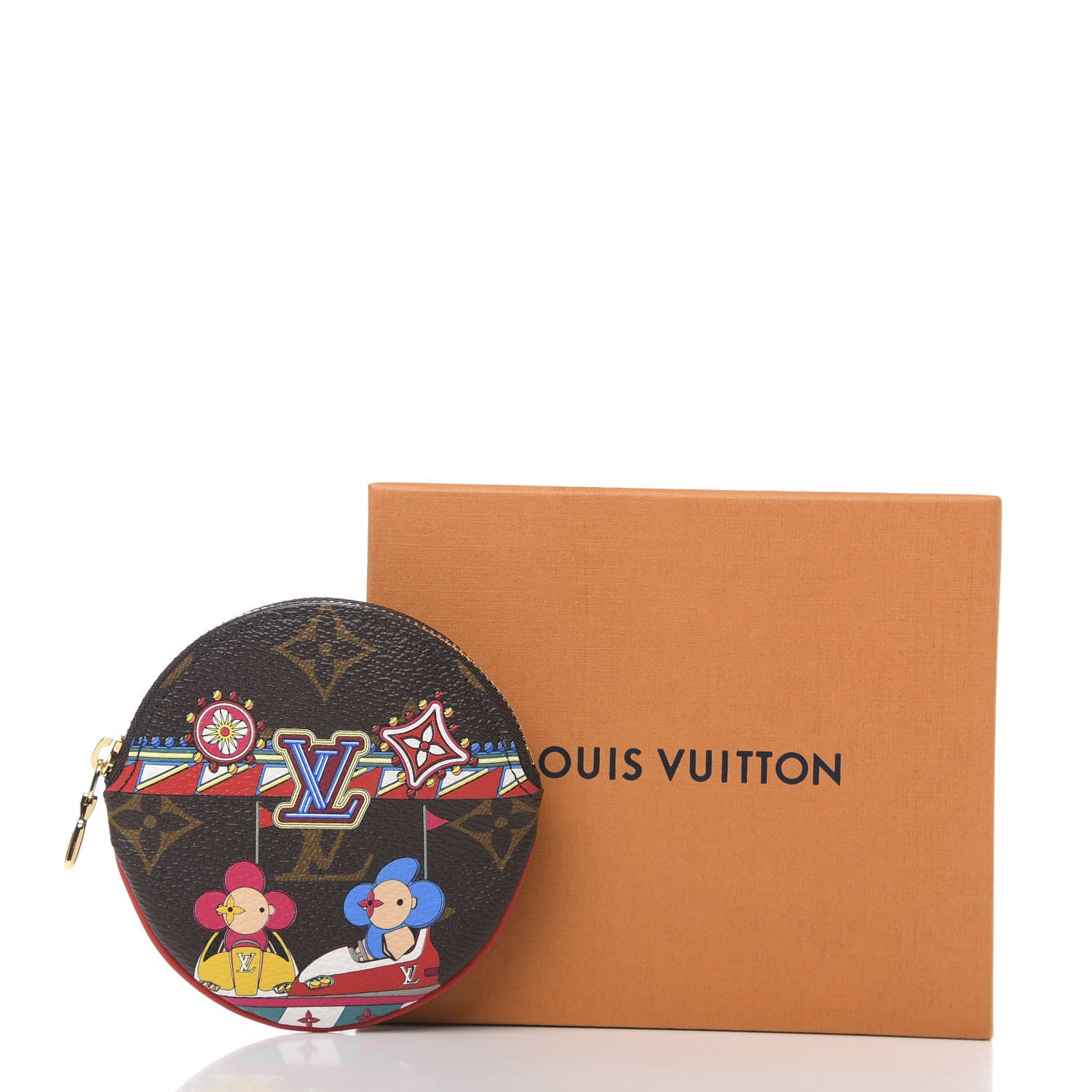 Louis Vuitton Monogram 2020 Christmas Animation Bumper Cars Round Coin Purse Coquelicot 8 of 8