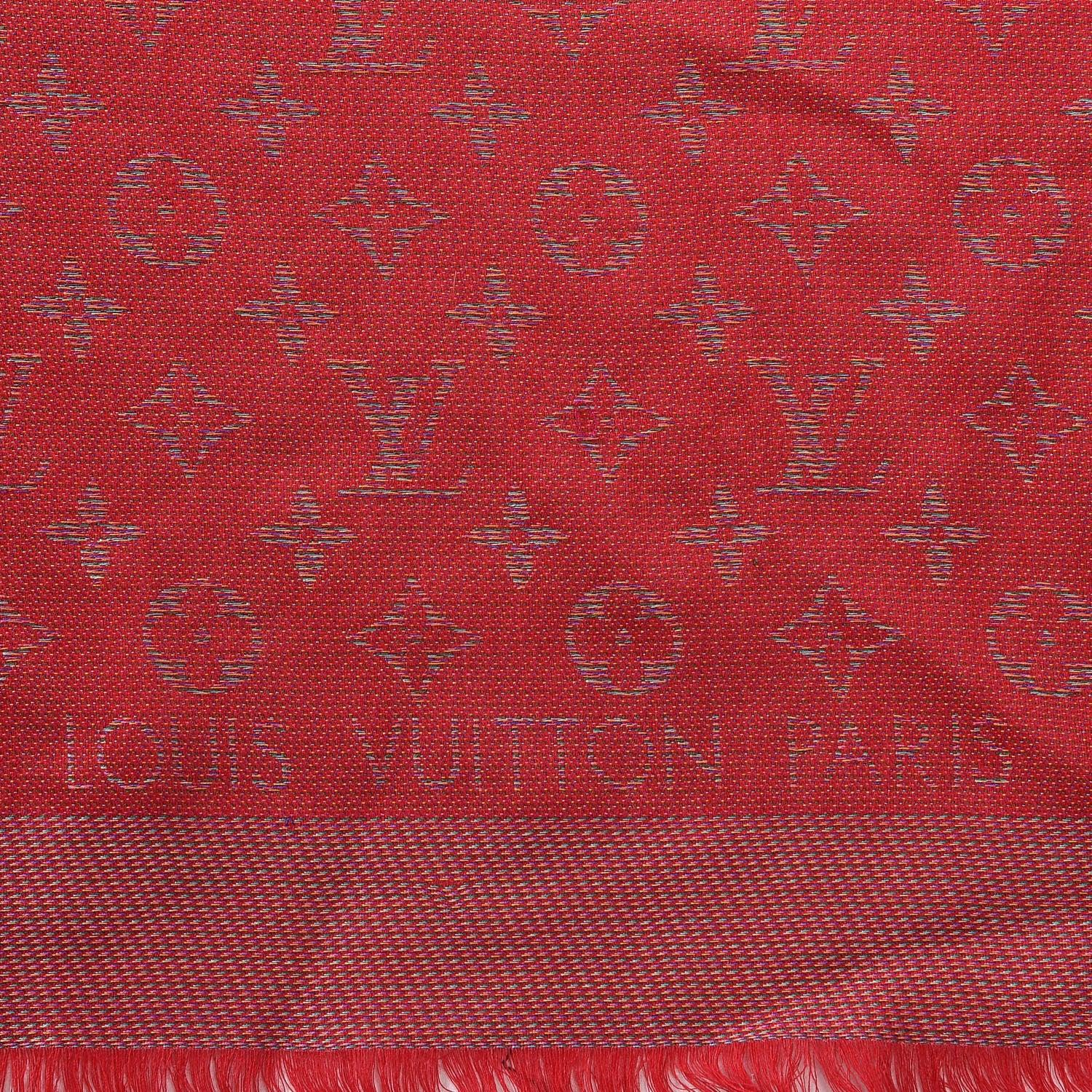 Louis Vuitton Wool Silk Monogram Rainbow Shawl Rubis 3 of 6
